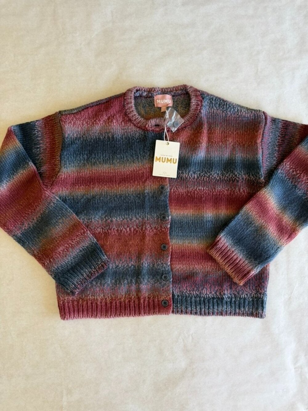 Show Me Your Mumu Inez Cropped Cardigan Spacedye Knit Sz M NWT